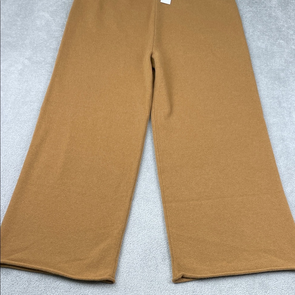 NEW Outerknown XL Cashmere Superfine Wool Tan Wide-Leg Knit Sweatpants - Picture 3 of 13